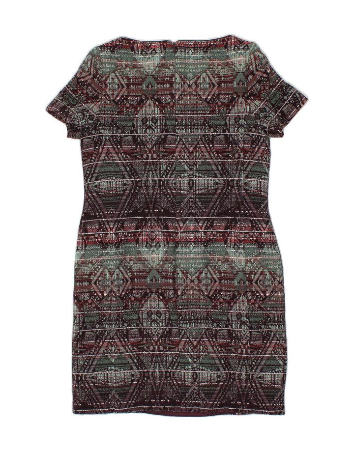 MONSOON Womens Sheath Dress UK 12 Medium  Maroon Argyle/Diamond Cotton Vintage Monsoon and Second-Hand Monsoon from Messina Hembry 