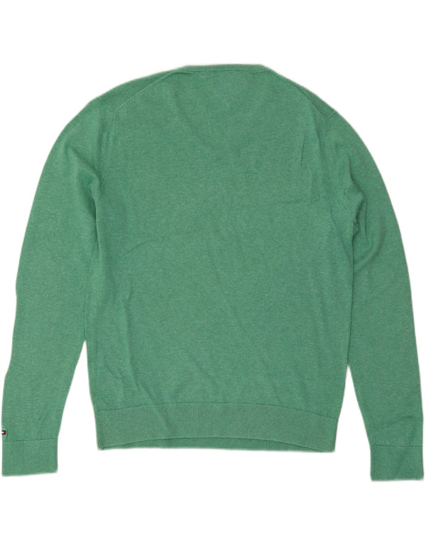 Pulover cu decolteu în V Tommy Hilfiger pentru bărbați, bumbac verde XL