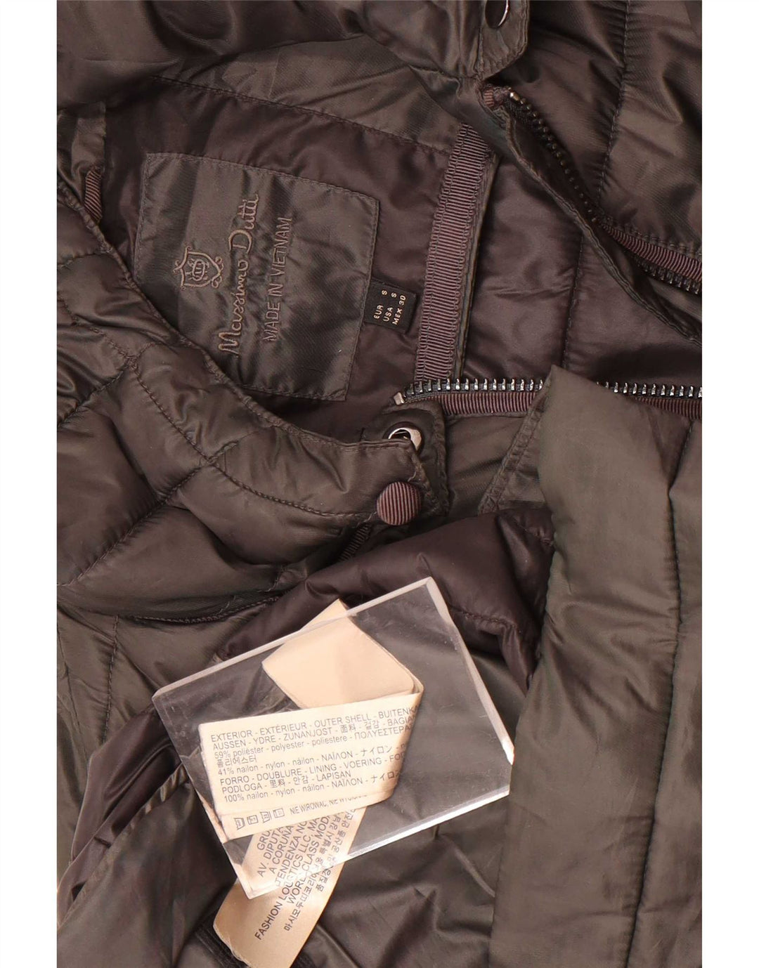 Palton căptușit cu glugă Massimo Dutti pentru femei UK 10 Poliester kaki mic