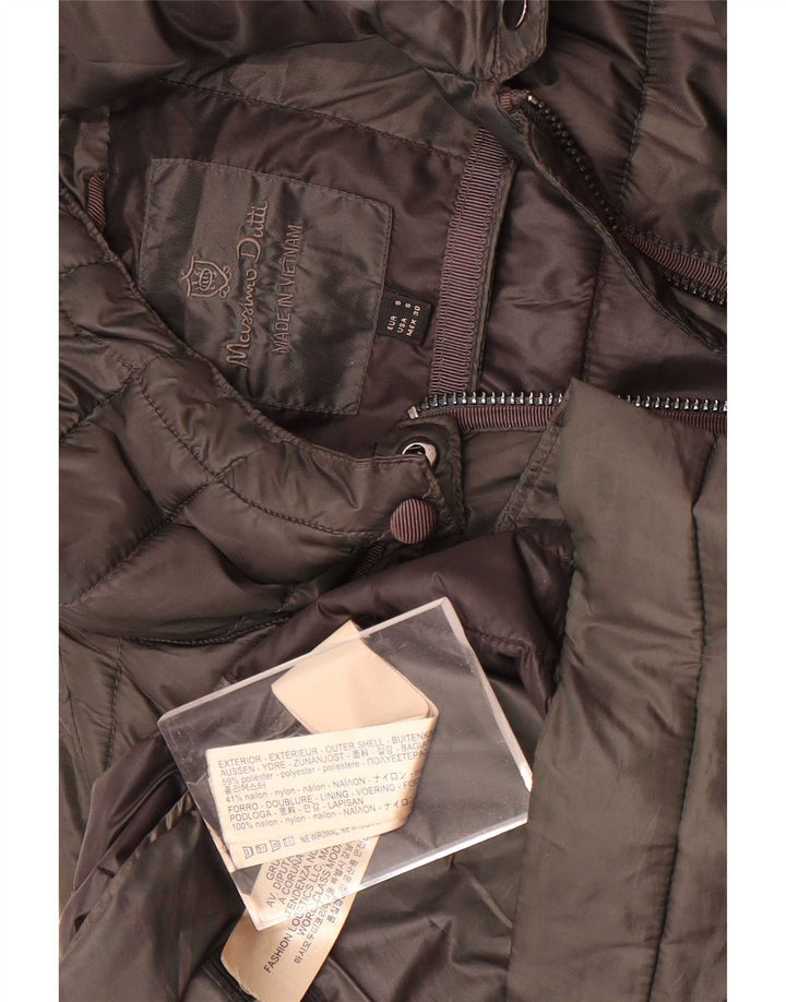 Palton căptușit cu glugă Massimo Dutti pentru femei UK 10 Poliester kaki mic