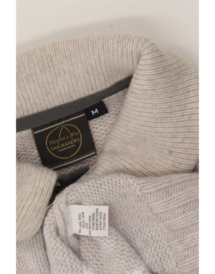 Pulover pentru bărbați cu gât polo Murphy & Nye, lână color bloc, gri mediu
