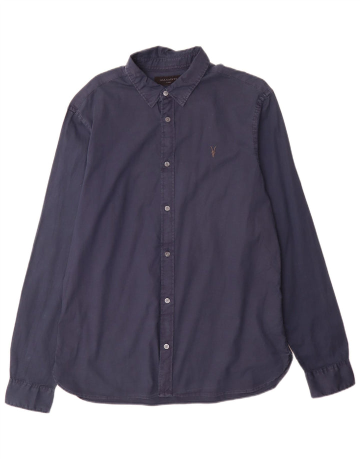 Cămașă pentru bărbați All Saints Regular Fit Bumbac mare, albastru bleumarin