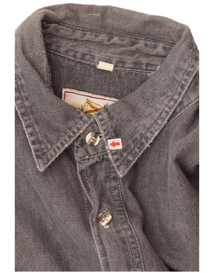 Cămașă de denim vintage pentru bărbați, gri mediu