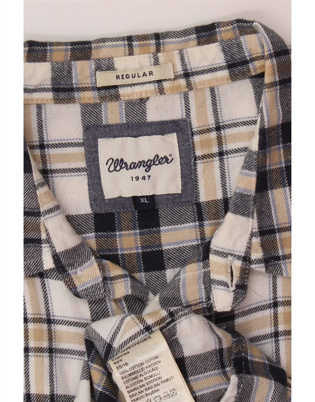 Cămașă de flanel pentru bărbați WRANGLER, XL, bumbac cu carouri albe