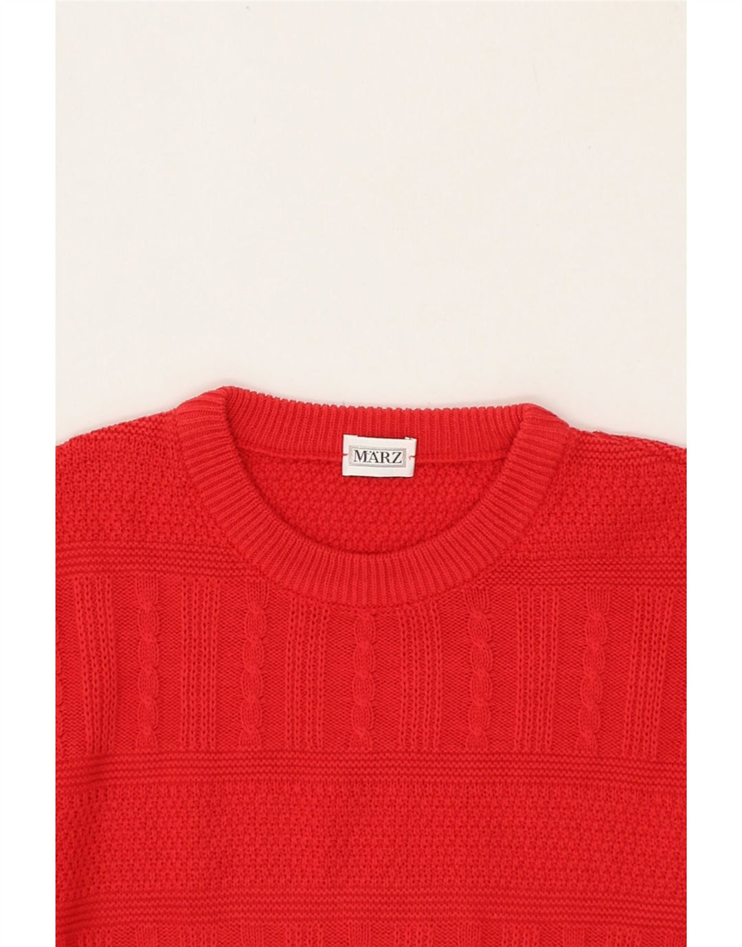 MARZ Mens Crew Neck Jumper Sweater Large Red Cotton Vintage Marz and Second-Hand Marz from Messina Hembry 