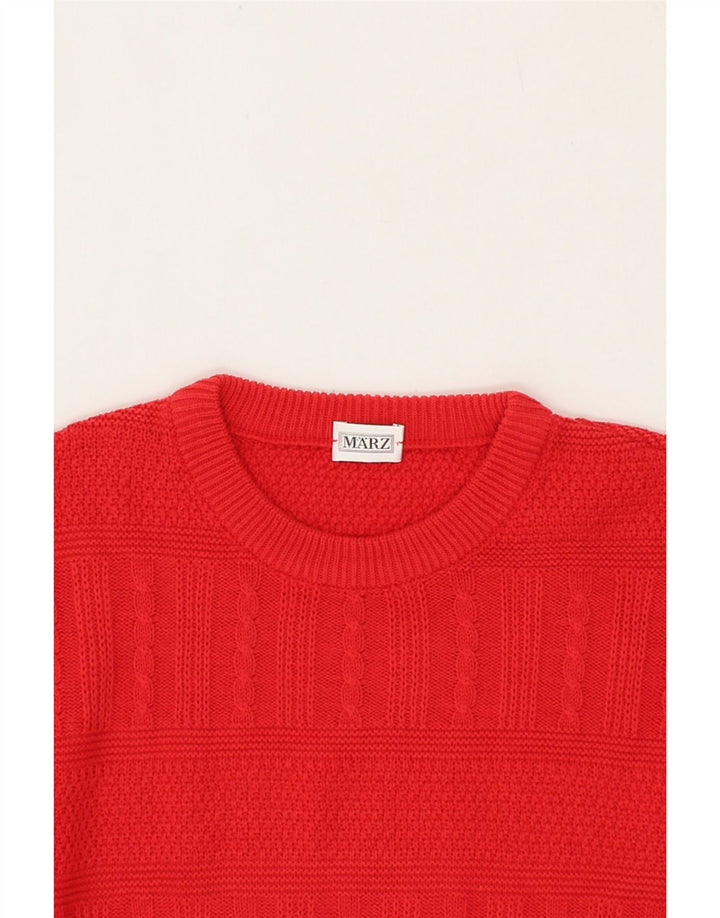 MARZ Mens Crew Neck Jumper Sweater Large Red Cotton Vintage Marz and Second-Hand Marz from Messina Hembry 