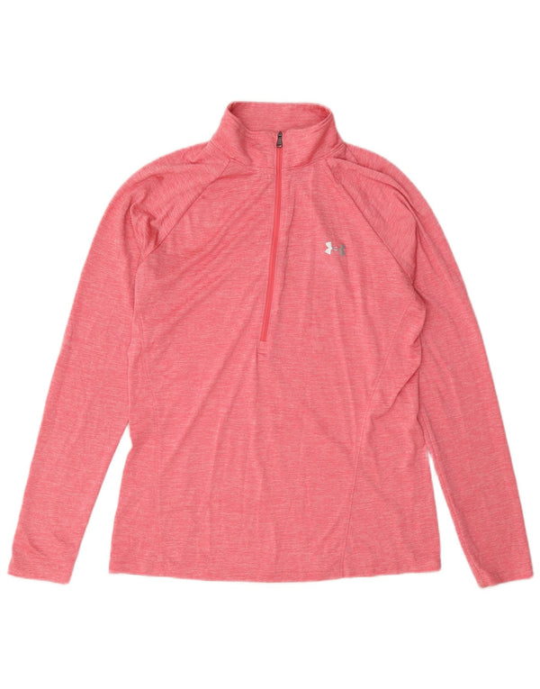 Top pentru femei Under Armour, cu fermoar, cu mânecă lungă, UK 16, mare, roz