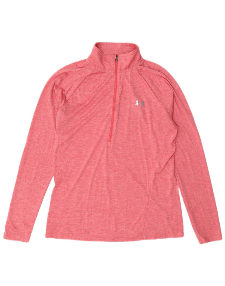Top pentru femei Under Armour, cu fermoar, cu mânecă lungă, UK 16, mare, roz
