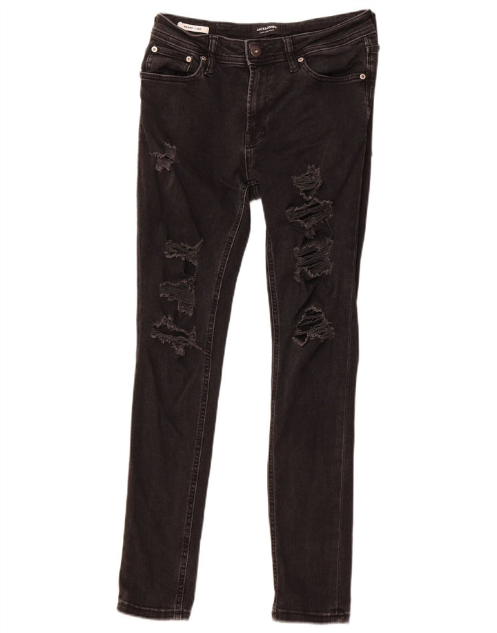 Jack & Jones Blugi Skinny Liam Distressed pentru bărbați W30 L30, bumbac negru