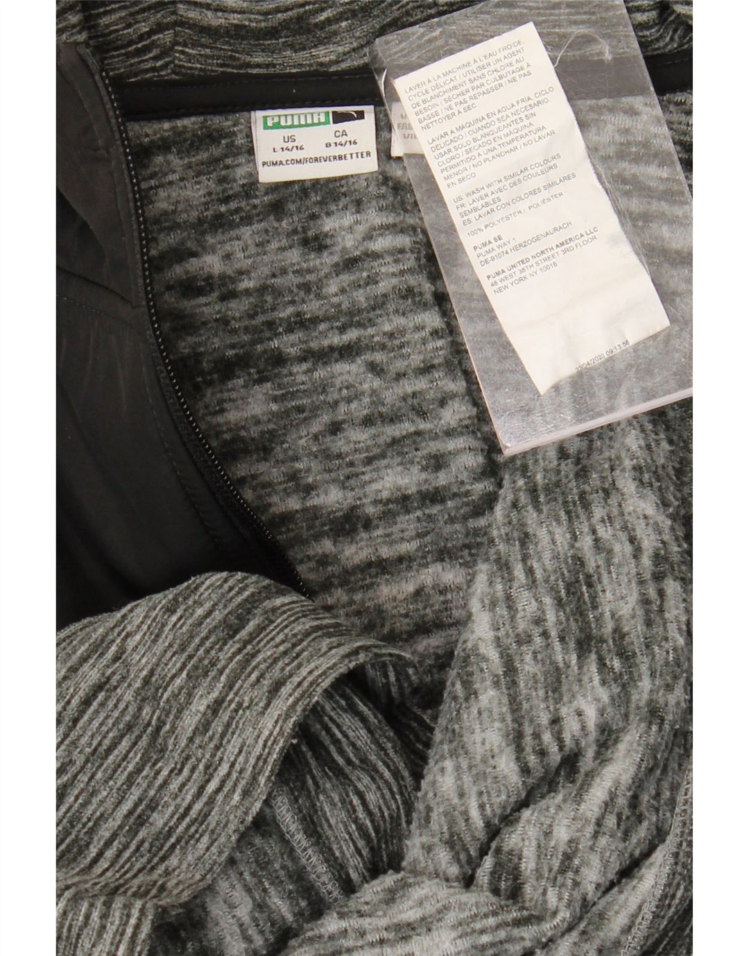 Pulover PUMA pentru băieți, cu fermoar, 14-15 ani, mare, gri, poliester color bloc