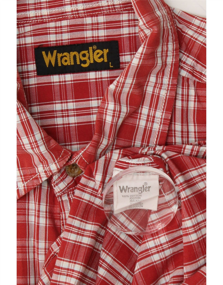 Cămașă cu mânecă scurtă pentru bărbați WRANGLER, bumbac cu carouri roșii mari