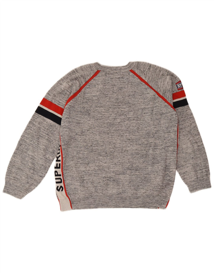 Pulover Superdry pentru bărbați cu decolteu rotund, mare, gri, color block