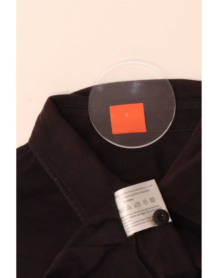 Tricou polo pentru bărbați Hugo Boss, bumbac negru mare