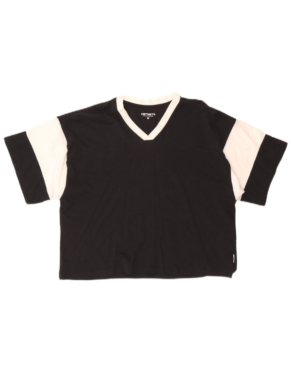 Carhartt Tricou Crop Top pentru femei UK 14 Medium Black Colorblock Bumbac