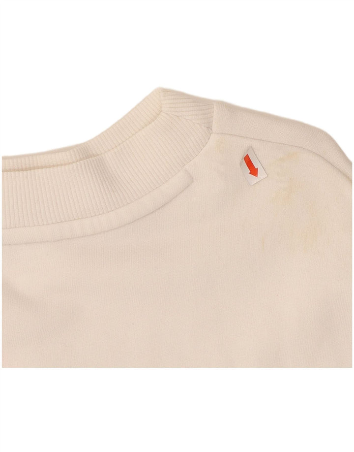 PUMA Womens Crop Graphic Sweatshirt Jumper UK 14 Medium Off White Cotton