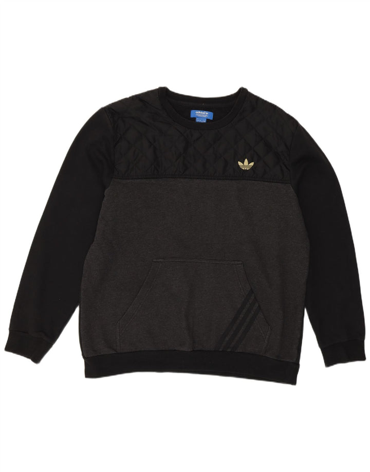 Hanorac pentru bărbați Adidas Jumper mare, negru, color block, bumbac
