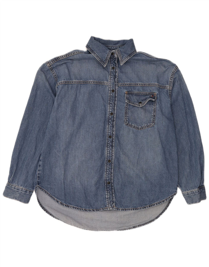 TOMMY HILFIGER Cămașă de denim supradimensionată pentru femei UK 8 Small Blue Bumbac