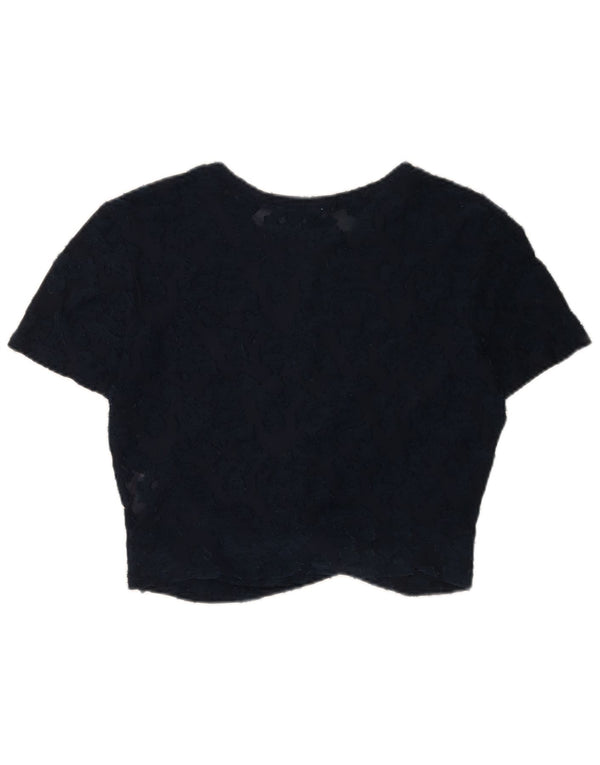 Bluză cu dantelă pentru femei Zara UK 14 mare, albastru, poliester floral