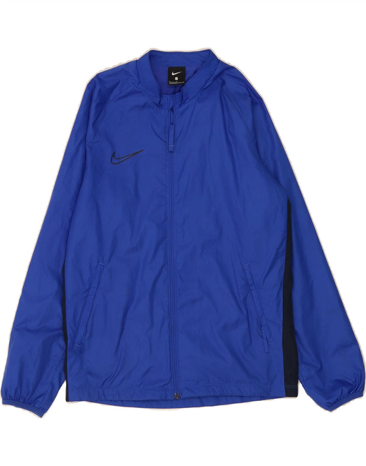 NIKE Boys Rain Jacket 12-13 Years Large Blue Colourblock Polyester Vintage Nike and Second-Hand Nike from Messina Hembry 