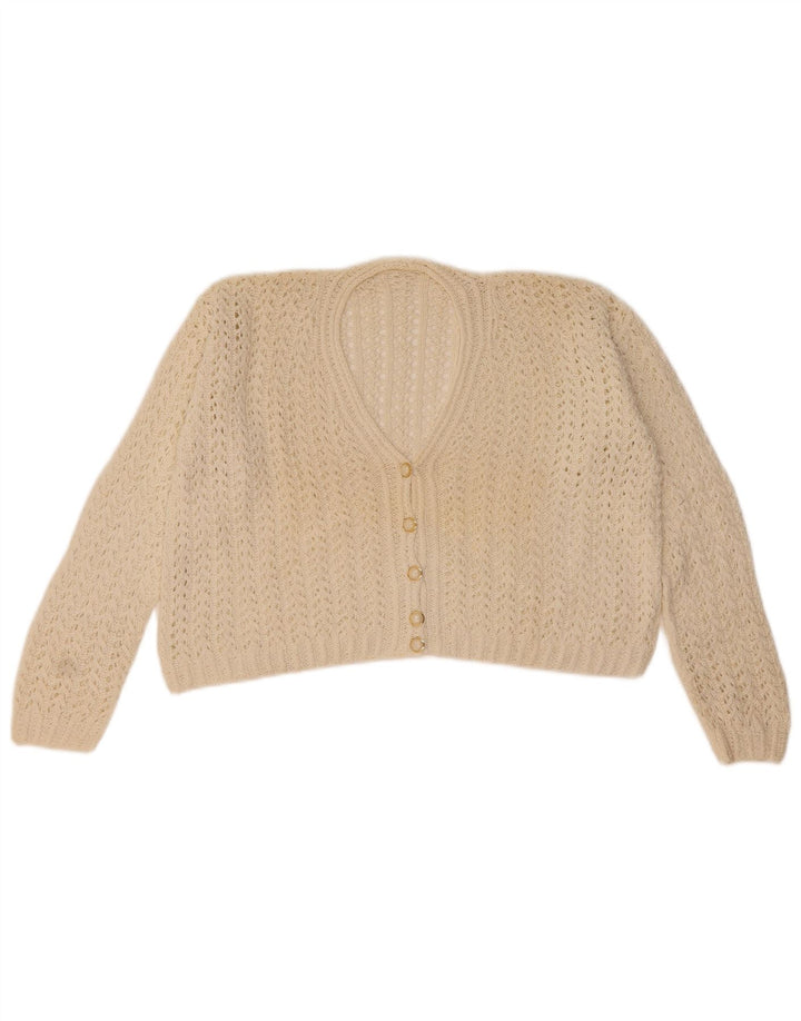 Pulover Vintage pentru femei Crop Cardigan UK 14 Medium White