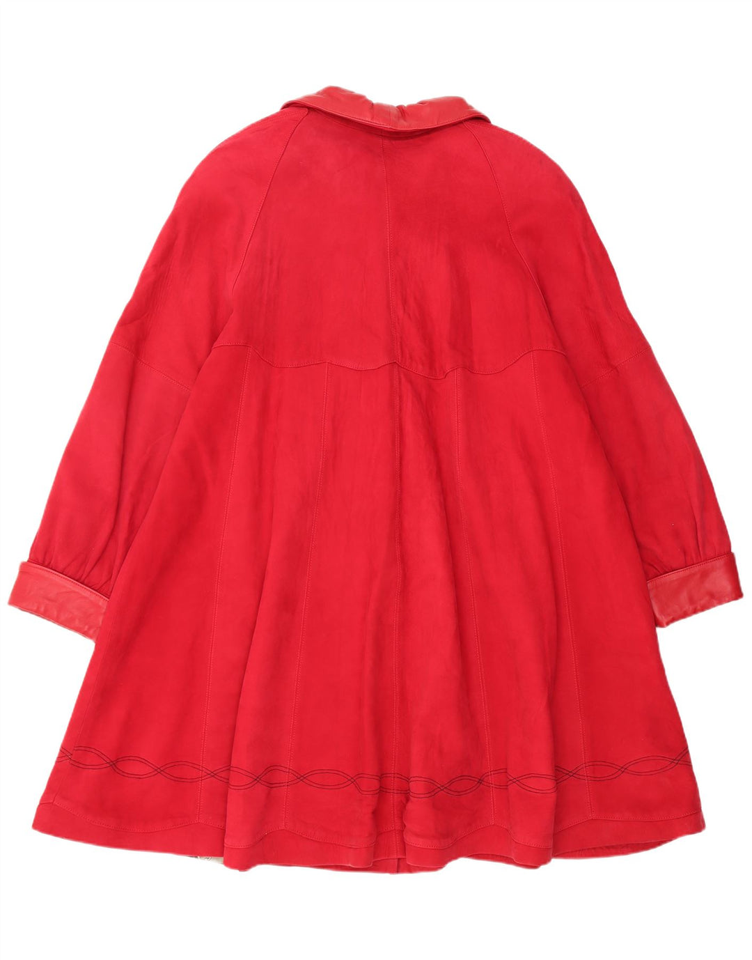 Pardesiu supradimensionat din piele intoarsa pentru femei Vintage UK 14 Medium Red Piele