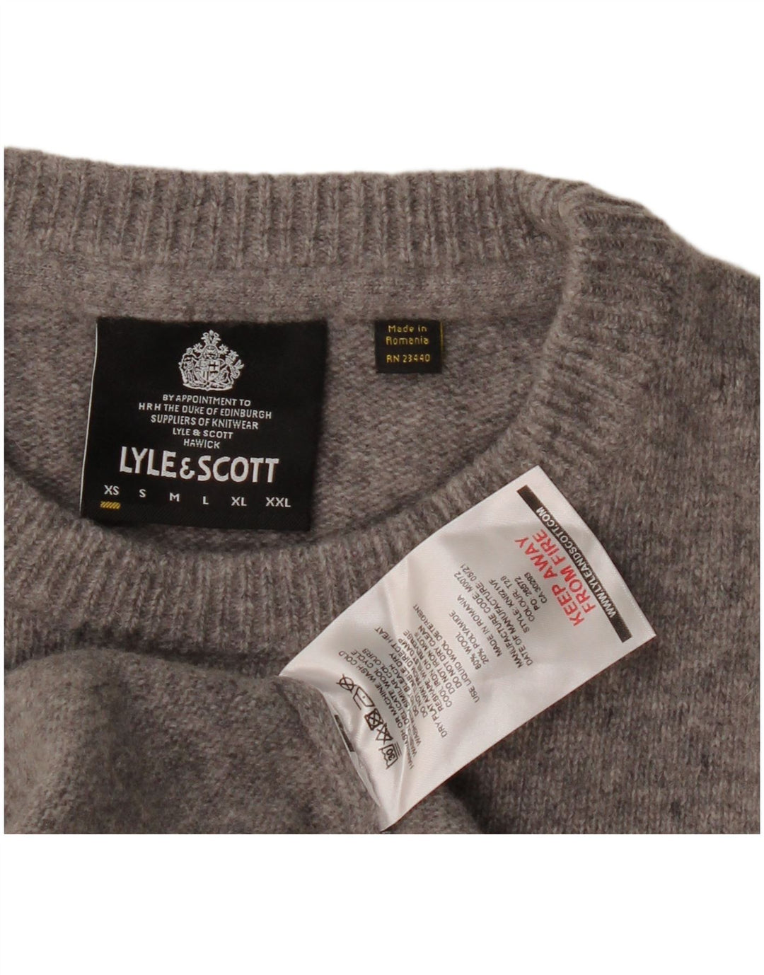 Pulover pentru bărbați Lyle & Scott, cu gât crew, XS, lână gri