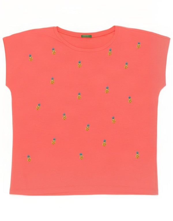 Tricou grafic Benetton pentru femei Top UK 14 Medium Pink