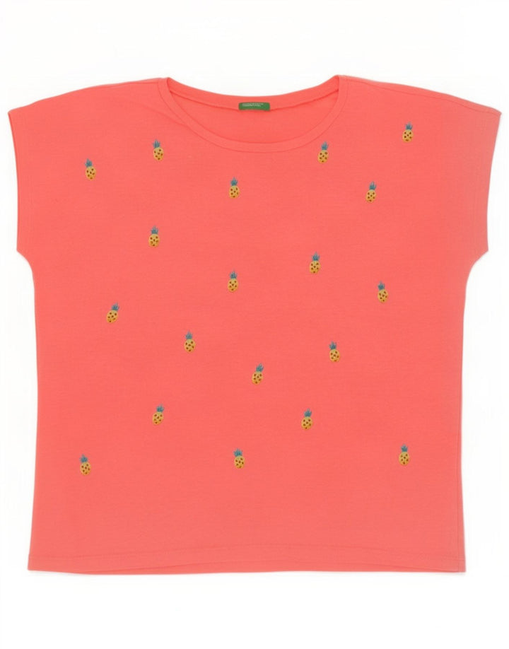 Tricou grafic Benetton pentru femei Top UK 14 Medium Pink