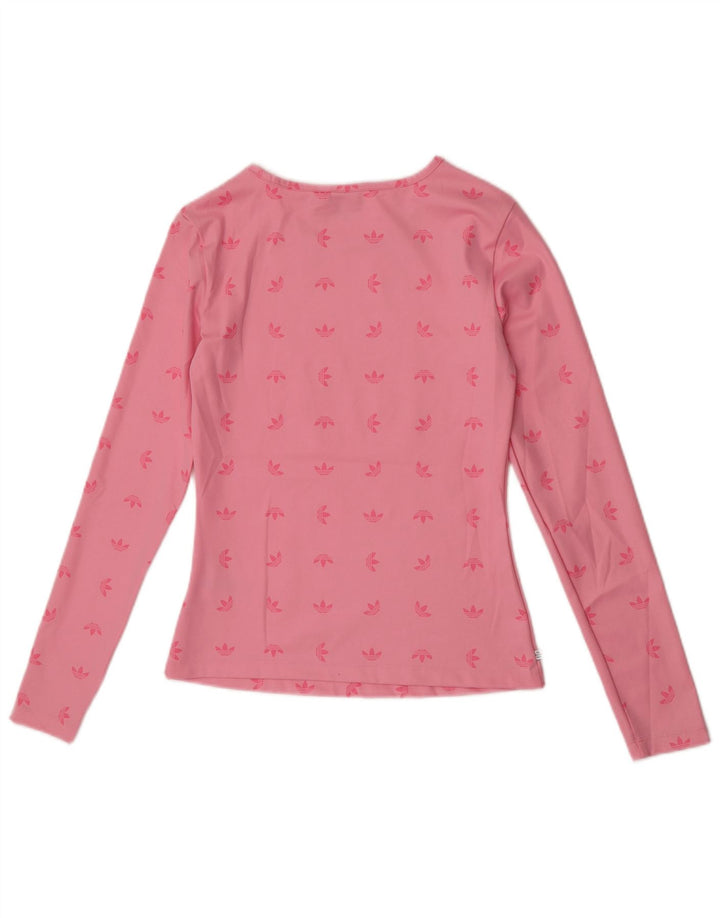 Tricou cu mânecă lungă pentru femei Adidas, cu grafică, UK 10, poliester roz mic