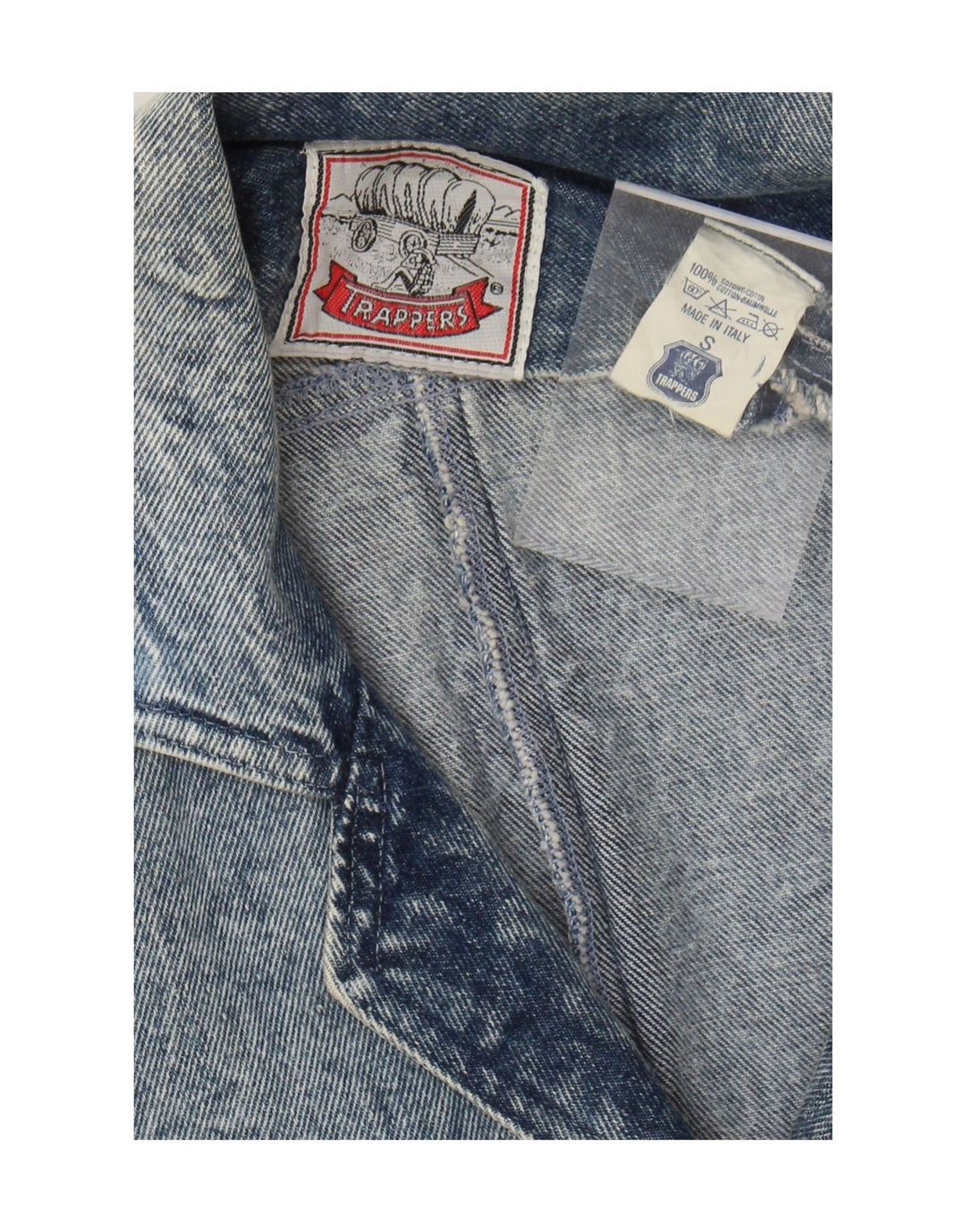 Jachetă de denim crop vintage pentru femei UK 10 mic, albastru, bumbac