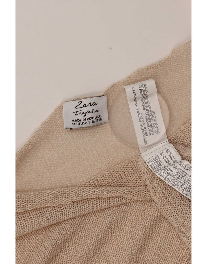 Top supradimensionat pentru femei Zara, cu mâneci 3/4 UK 10, poliester, bej, mic