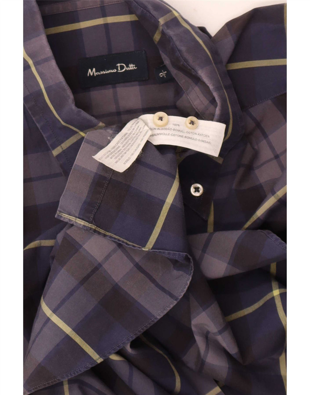 Cămașă Massimo Dutti pentru bărbați, bumbac cu carouri mari bleumarin
