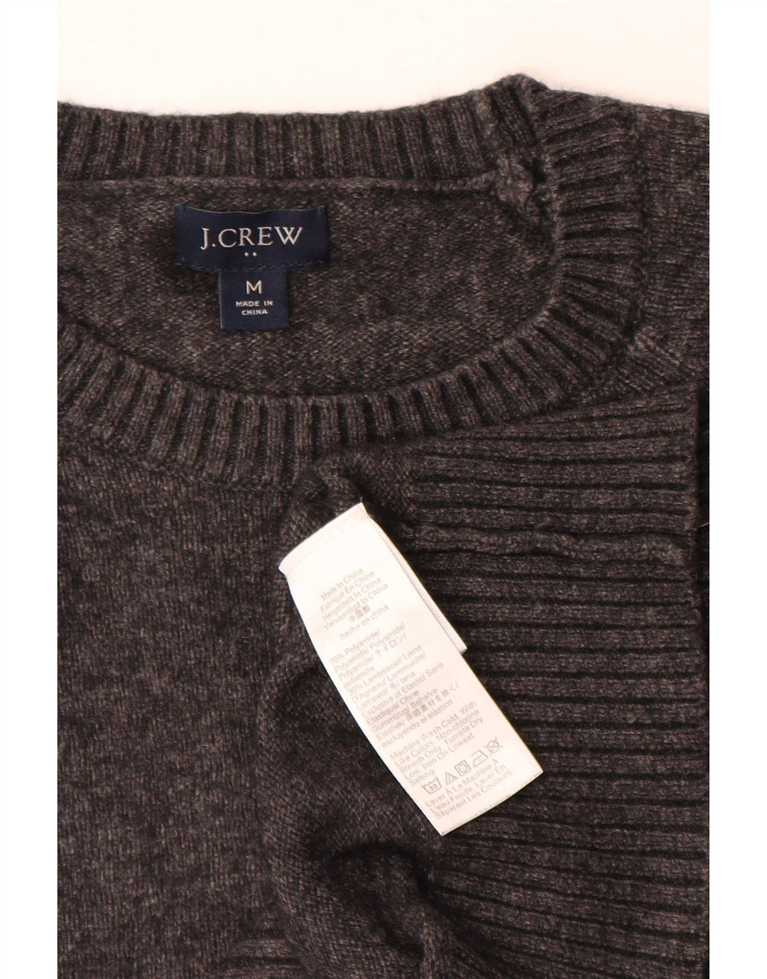 J. CREW Pulover pentru bărbați cu gât crew pulover din poliamidă cu pete gri mediu