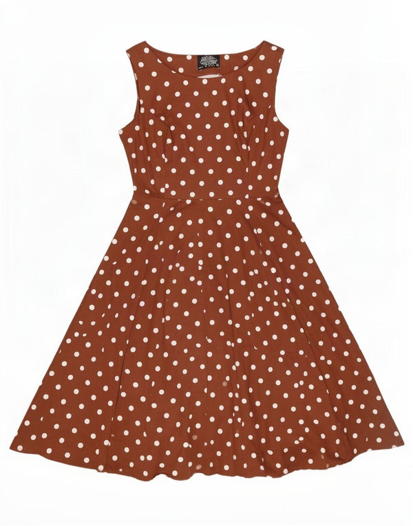 Rochie leagăn fără mâneci pentru femei Hearts & Roses UK 14 mare, maro, buline