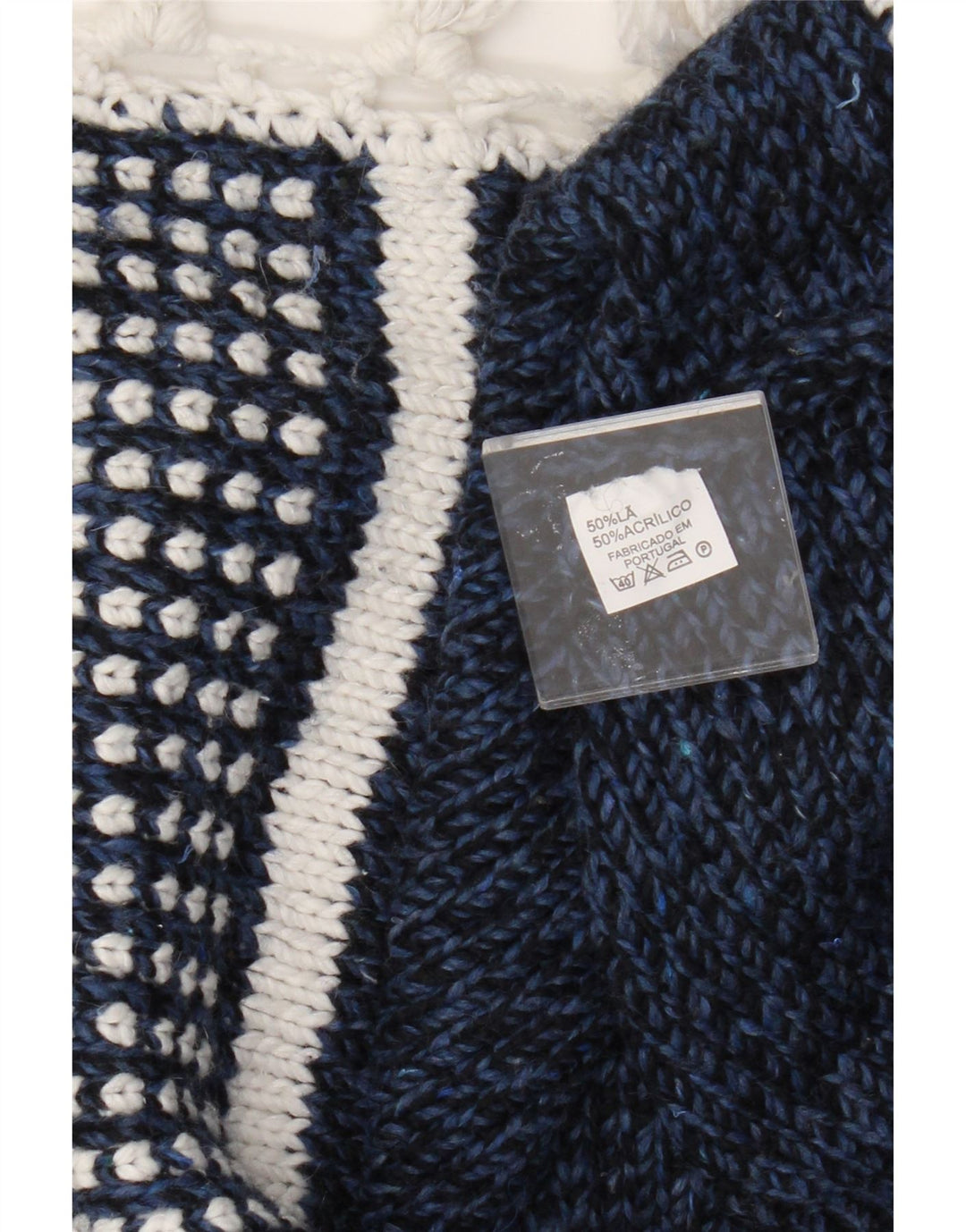 Jumper Vintage pentru damă Poncho Lână cu dungi albastre mărime unica