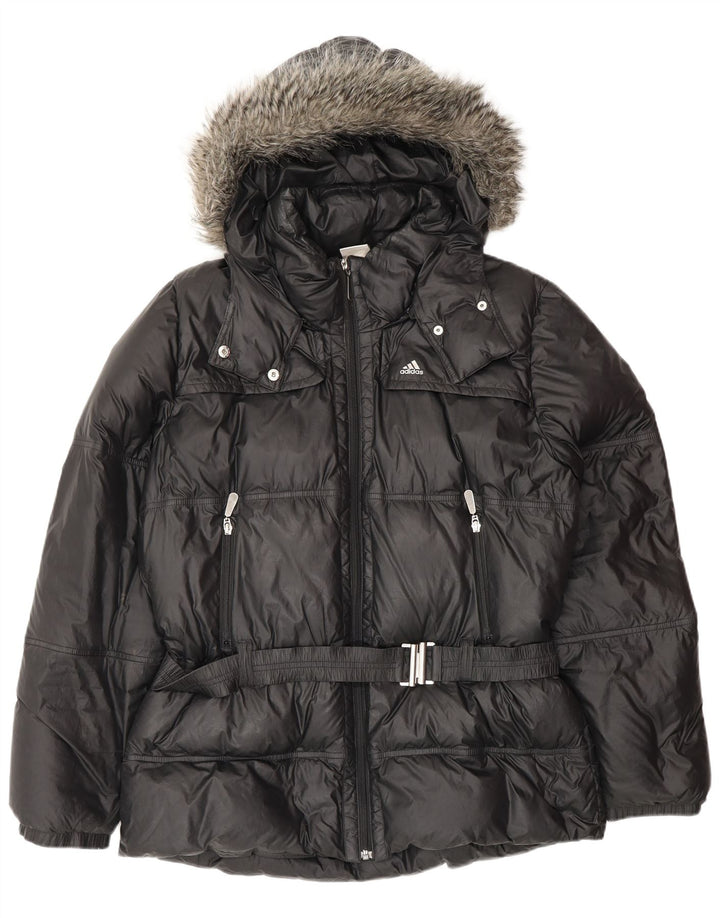 Jachetă căptușită cu glugă supradimensionată pentru femei Adidas UK 18 XL Poliester negru