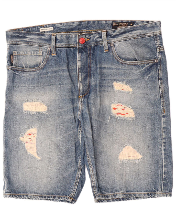 Pantaloni scurți Jack & Jones pentru bărbați, învechiți, din denim, cu croiala normală, W38 XL, albastru