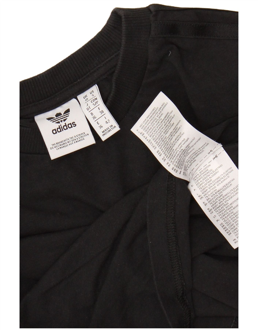 ADIDAS Crop Top pentru femei cu mânecă lungă UK 10 mic bumbac negru