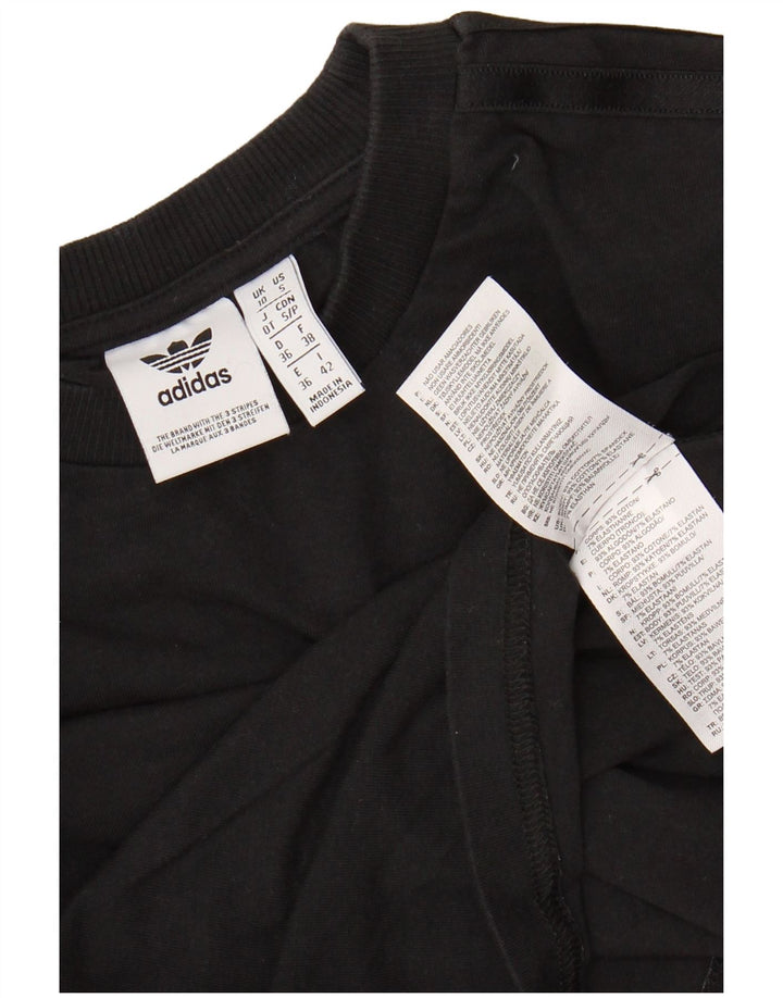 ADIDAS Crop Top pentru femei cu mânecă lungă UK 10 mic bumbac negru