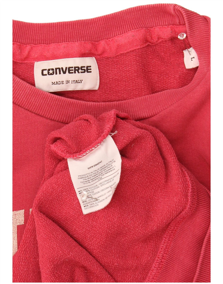 Hanorac grafic pentru bărbați Converse Pulover mare din bumbac roz