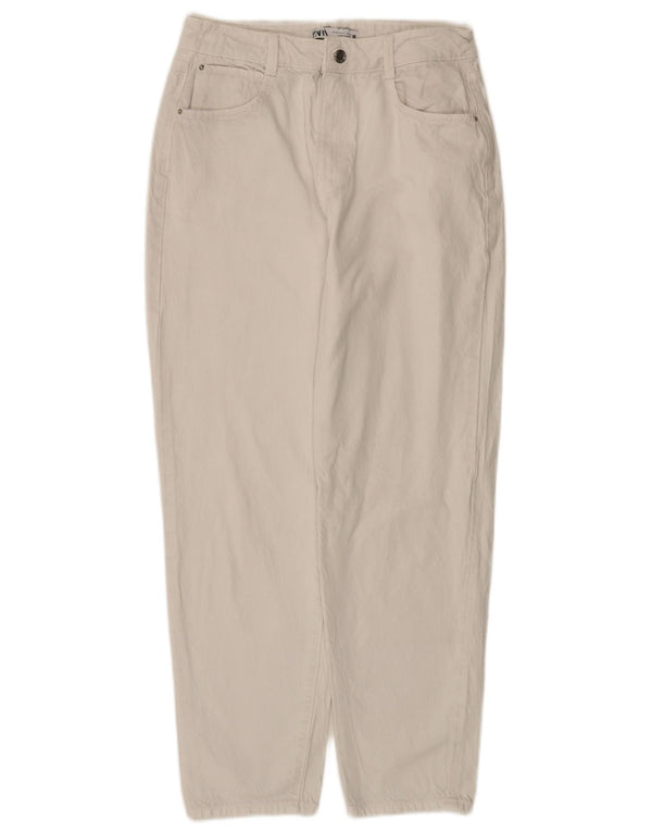 Blugi conici pentru femei cu talie înaltă Zara EU 40 Medium L30 L27 Alb