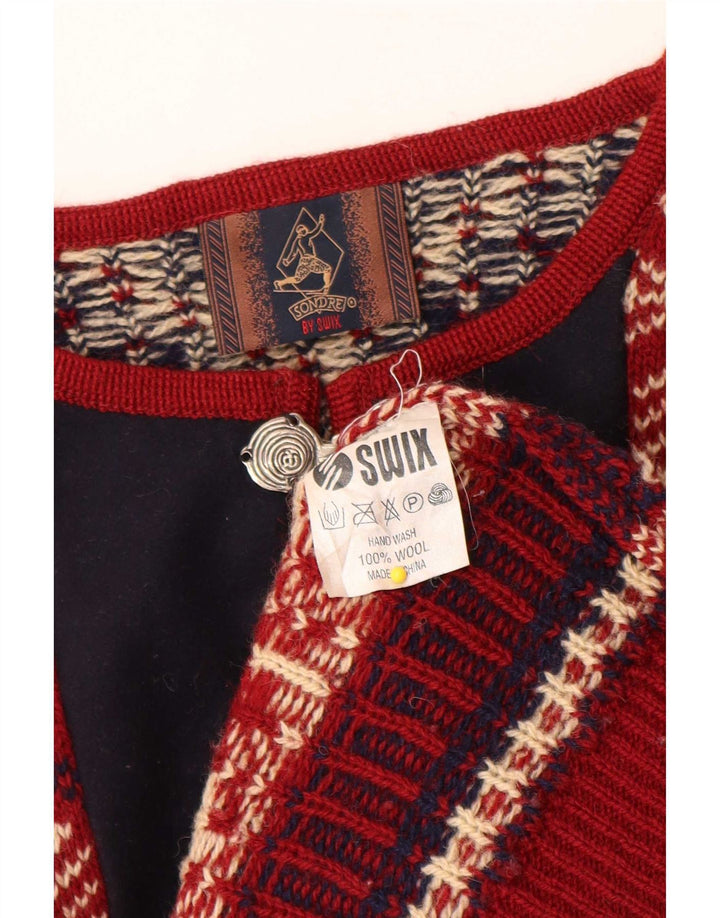 Pulover Sondre pentru bărbați cu gât roșu, lână Fair Isle, mare