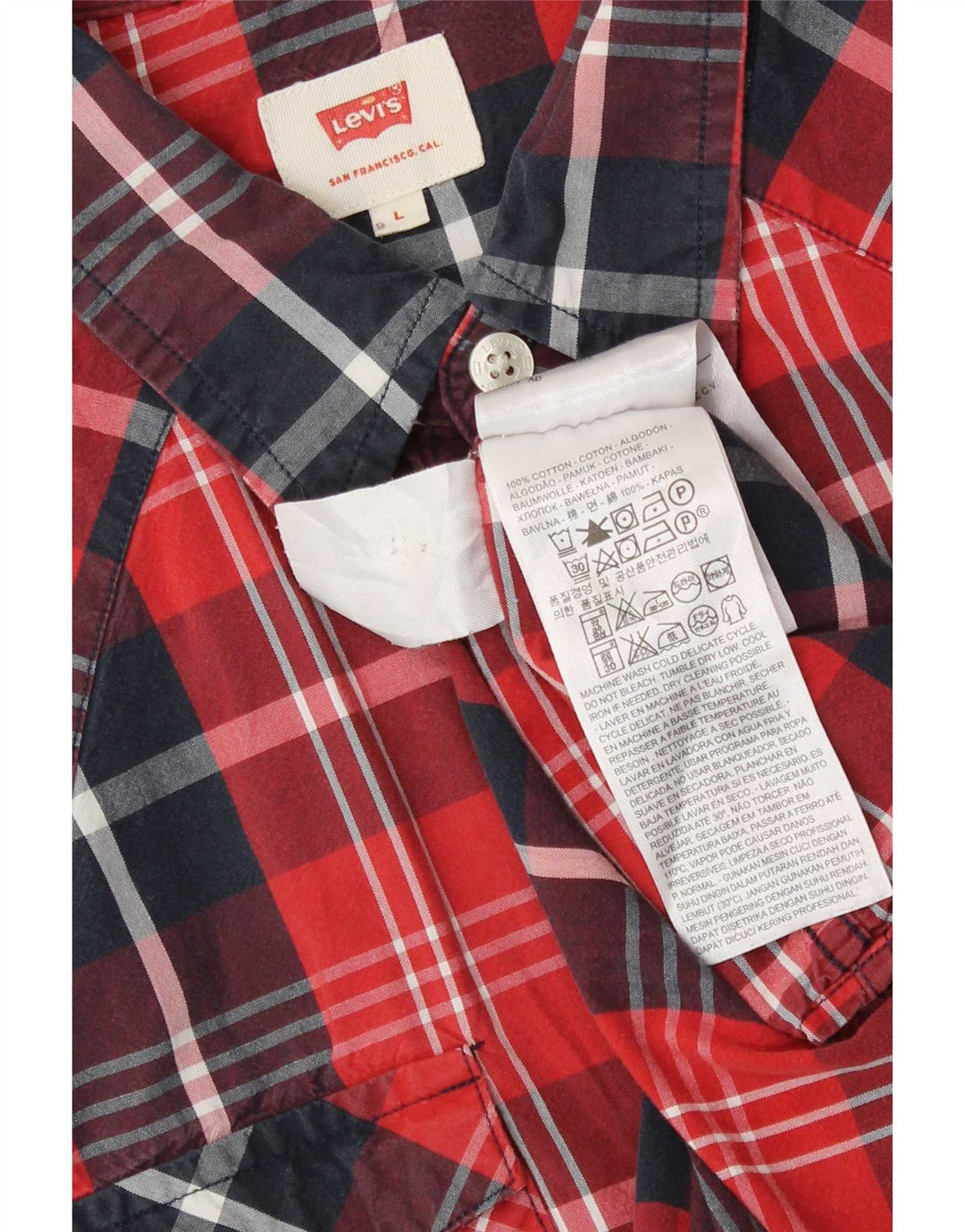 Cămașă cu mânecă scurtă Levi's pentru bărbați, bumbac cu carouri mari, roșii