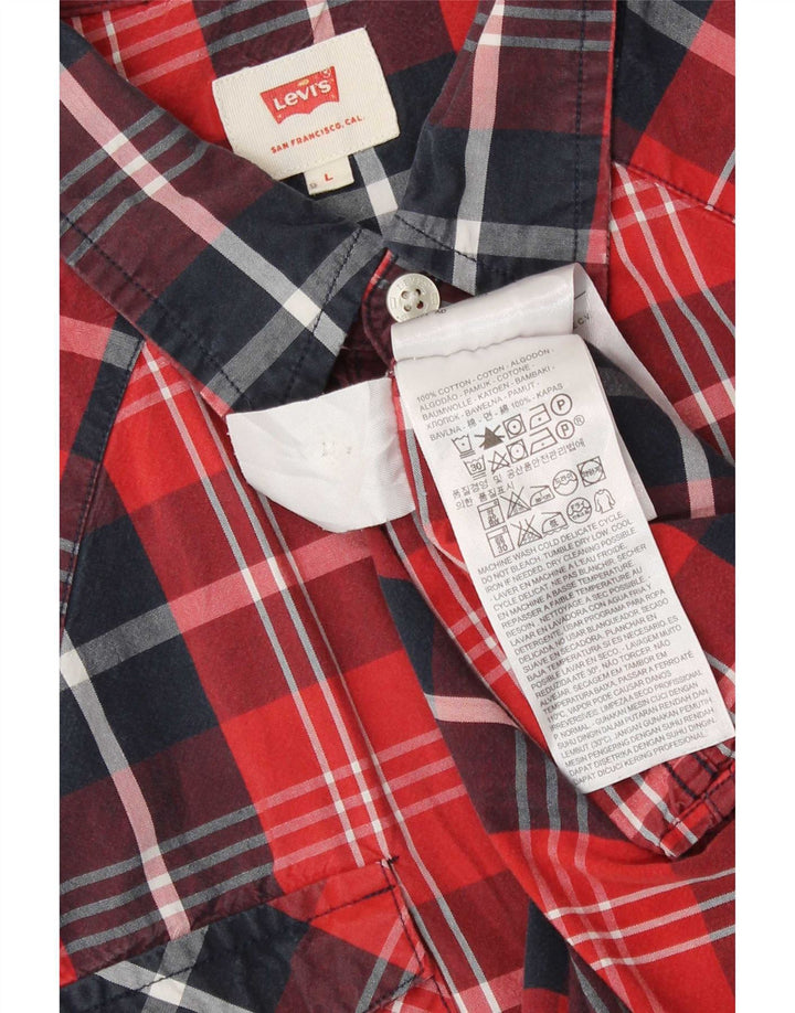 Cămașă cu mânecă scurtă Levi's pentru bărbați, bumbac cu carouri mari, roșii