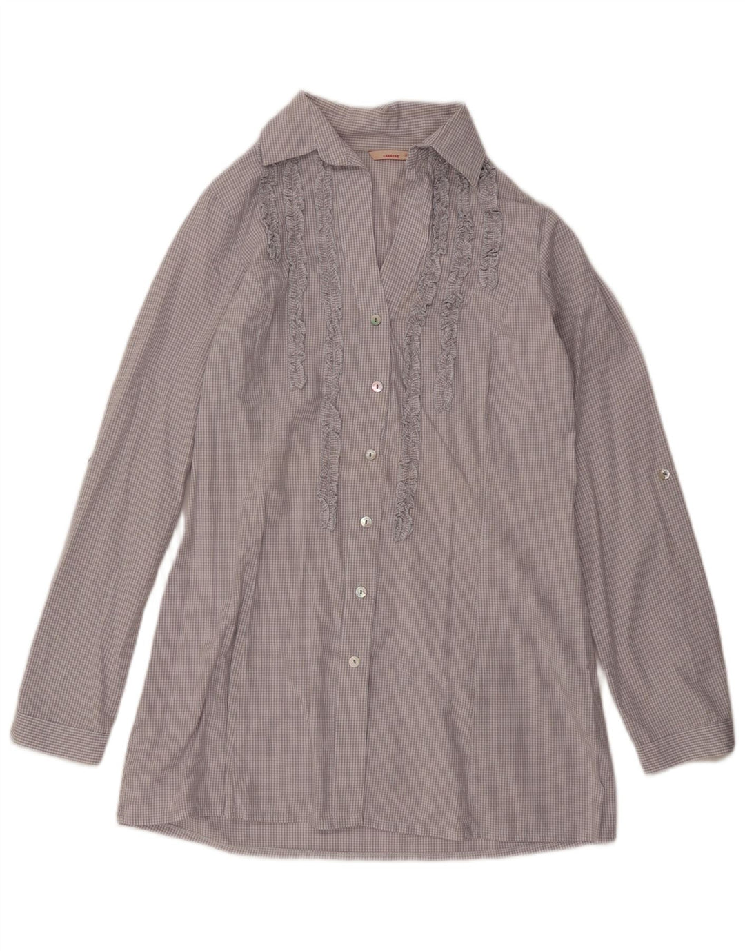 Bluză cămașă cu volane în față pentru femei Carrera UK 18 XL Gri Vichy