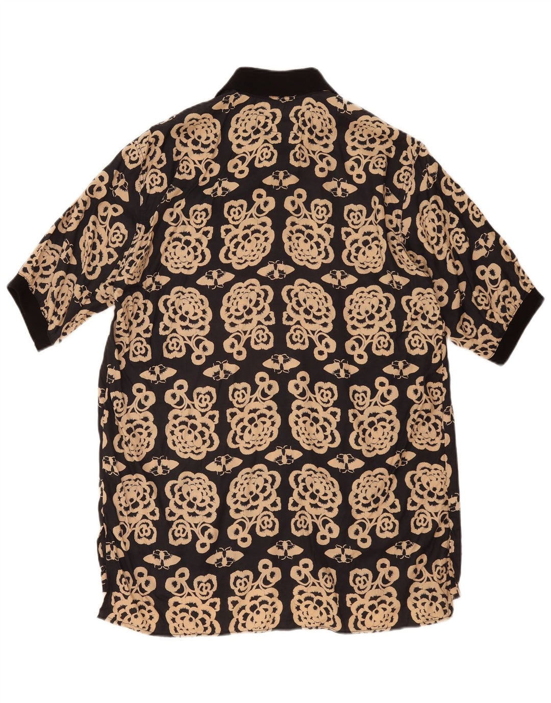 Cămașă vintage pentru bărbați cu mânecă scurtă, negru, floral, mediu