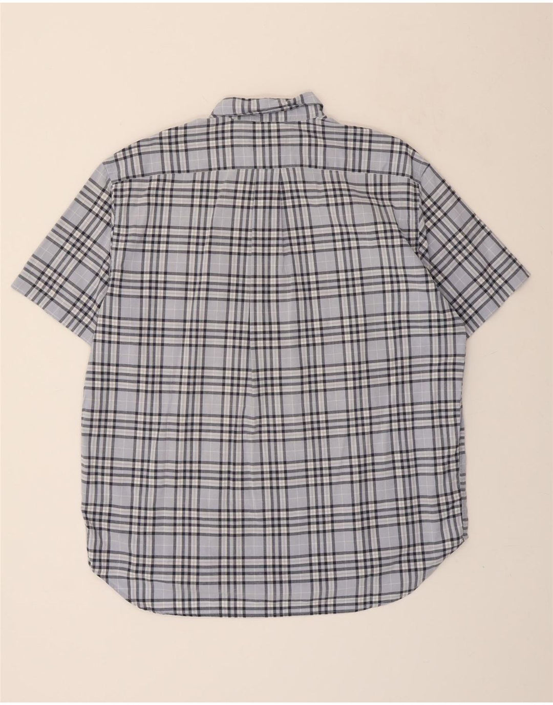 EDDIE BAUER Mens Short Sleeve Shirt Large Blue Check Cotton Vintage Eddie Bauer and Second-Hand Eddie Bauer from Messina Hembry 