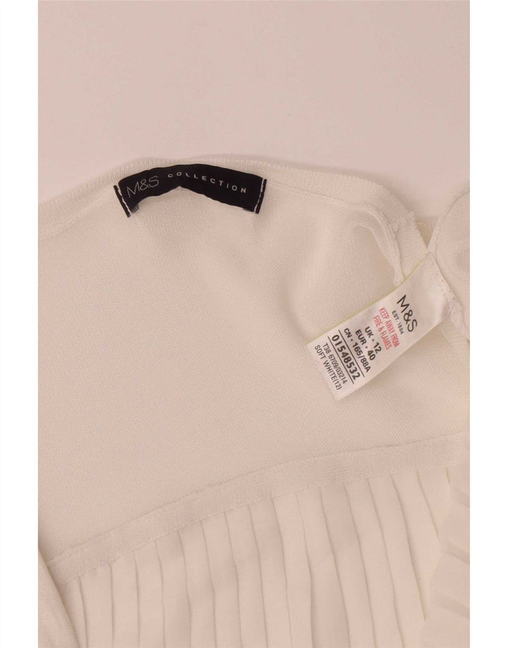 Cardigan Marks & Spencer pentru femei, cu mâneci 3/4, UK 12, viscoză medie, albă