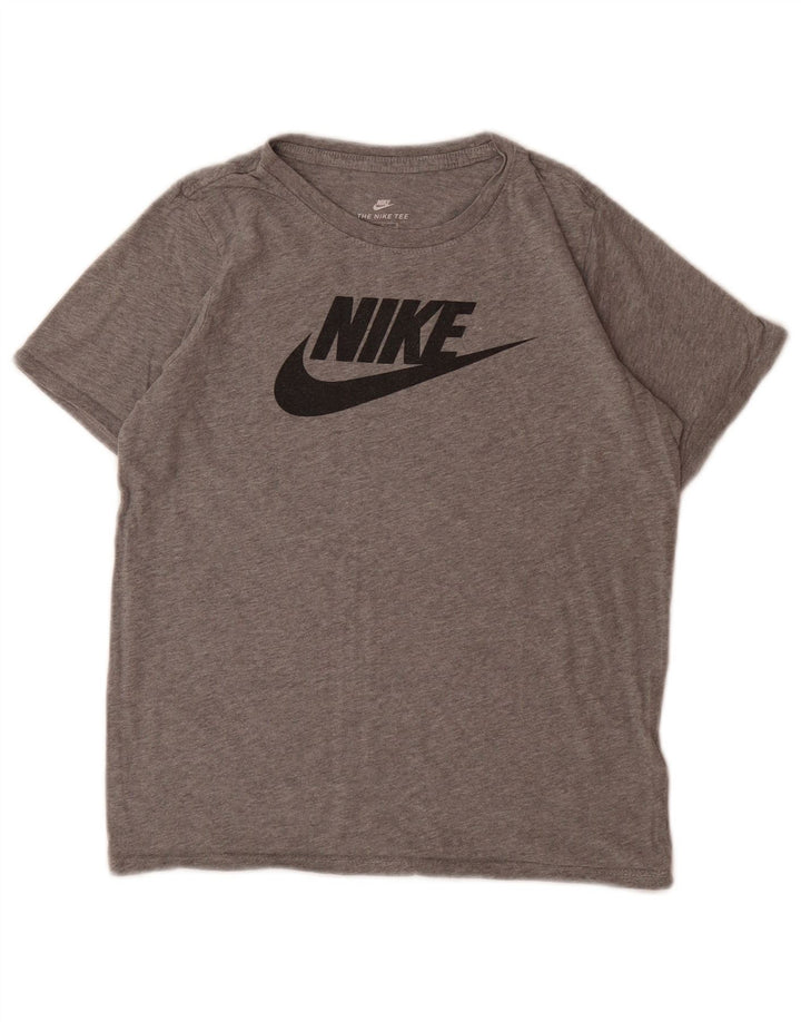 Tricou grafic NIKE pentru băieți Athletic Cut Top 12-13 ani mare bumbac gri