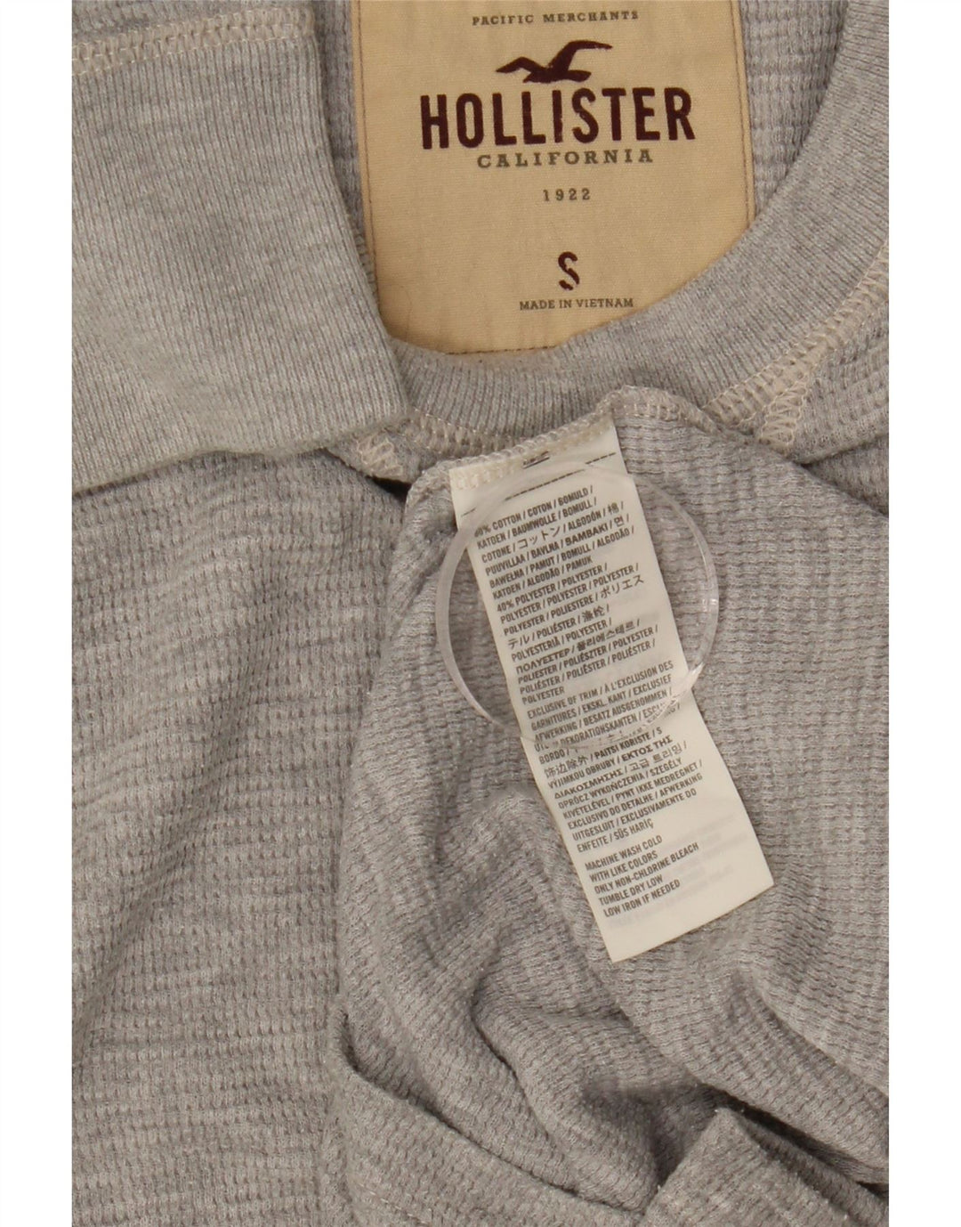 Hollister Top pentru bărbați cu mânecă lungă, bumbac, gri mic
